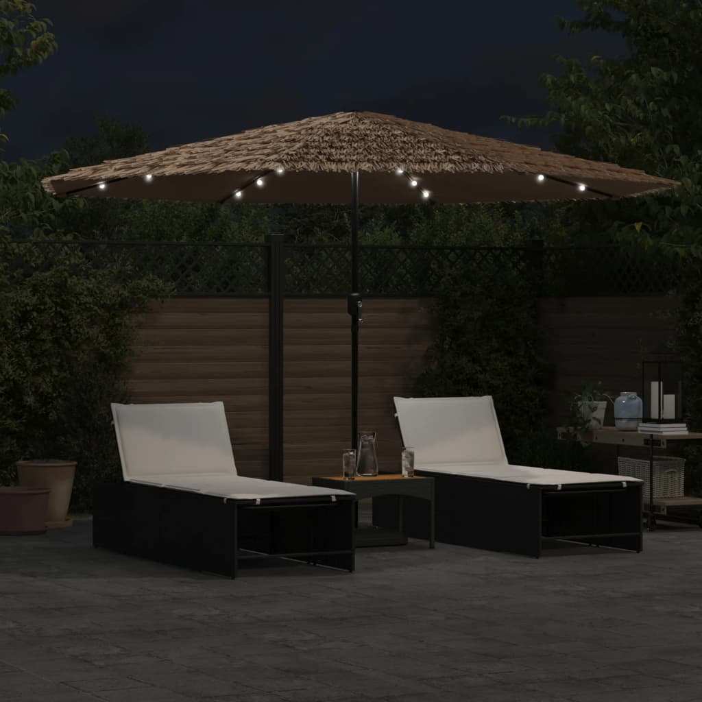 Parasol Met Led's En Stalen Paal Bruin 388 x 388 x 248 cm