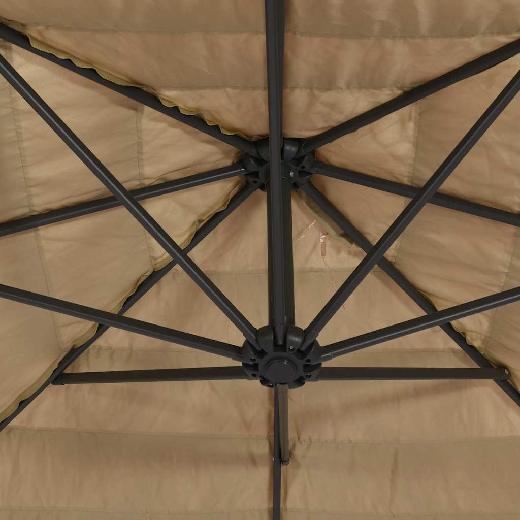 Parasol Met Led's En Stalen Paal Bruin 388 x 388 x 248 cm