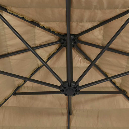 Parasol Met Led's En Stalen Paal Bruin 388 x 388 x 248 cm