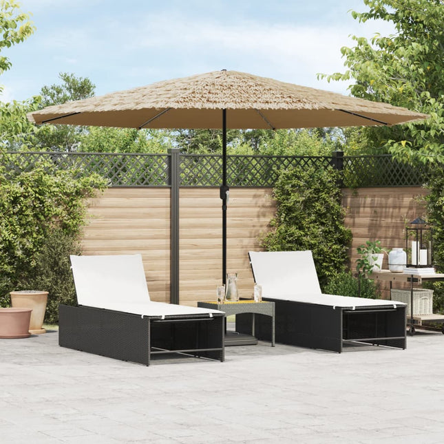 Parasol met LED's en stalen paal 388x388x248 cm bruin