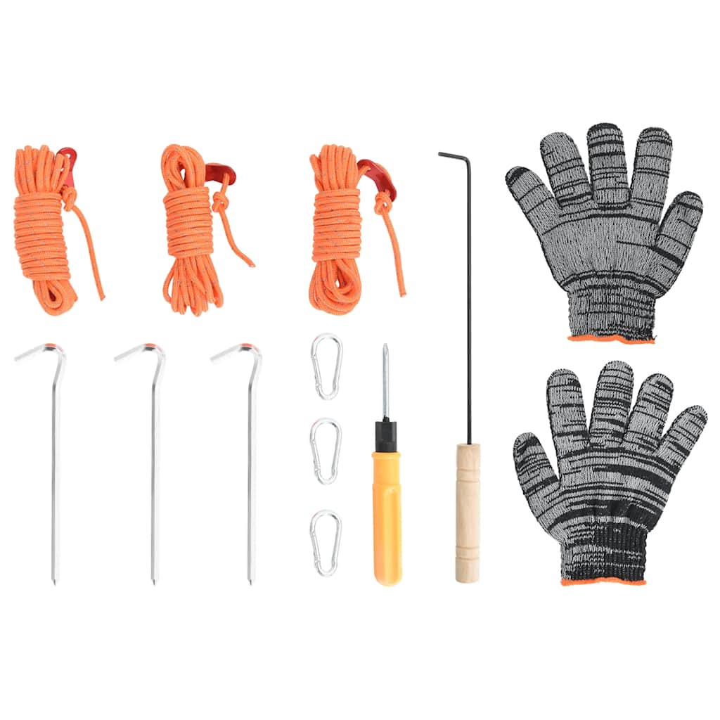 Houtkachel Tent Met Schoorsteen En Inklapbare Poten Staal Zwart Acaciahout (Naturel)