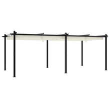 Prieel met uittrekbaar dak 3x6 m aluminium crèmekleurig