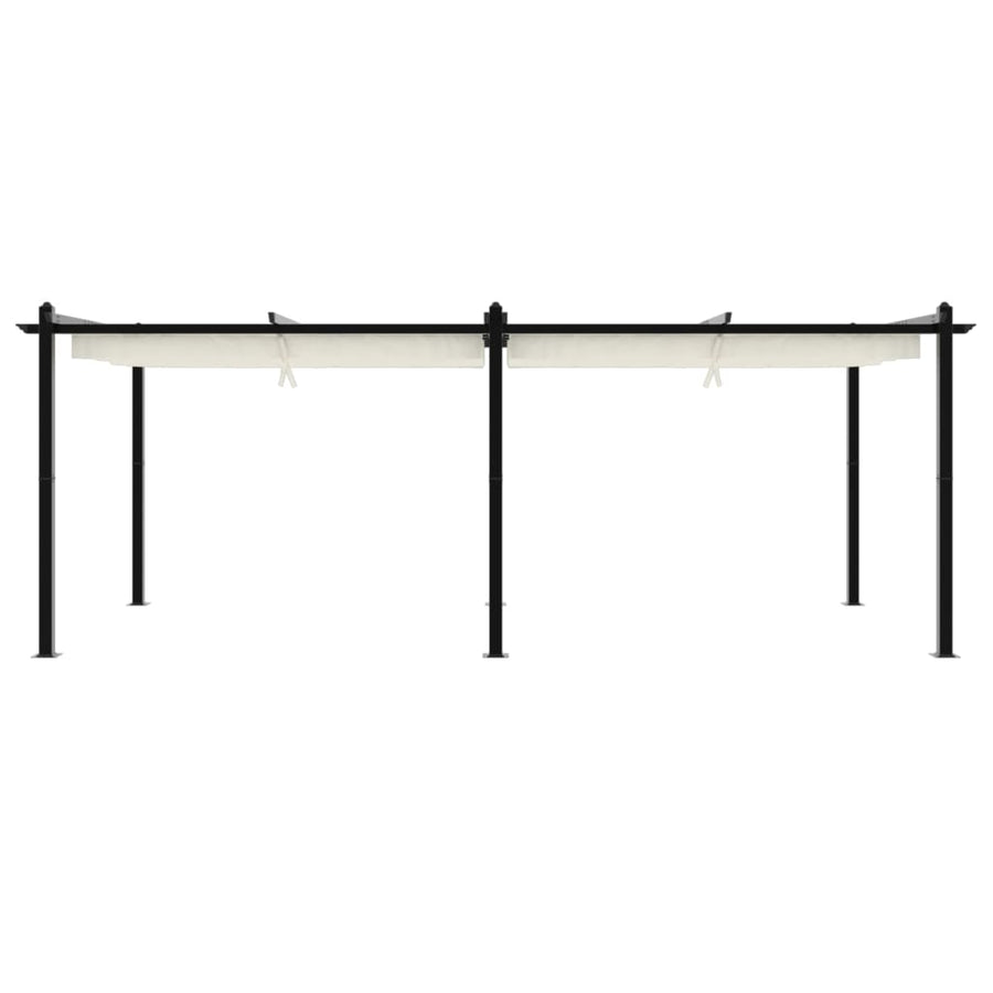 Prieel met uittrekbaar dak 3x6 m aluminium crèmekleurig