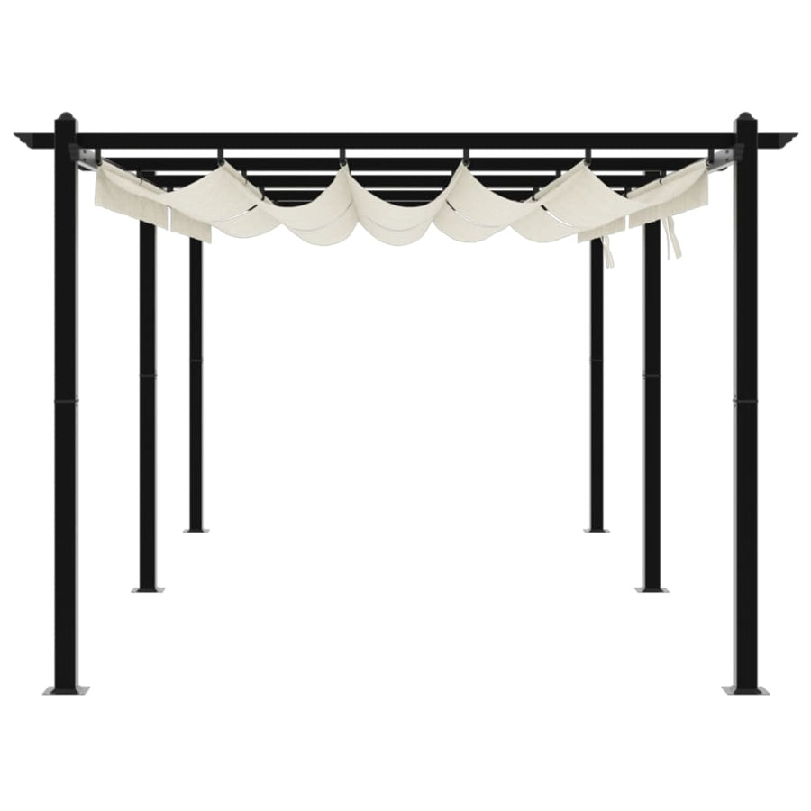 Prieel met uittrekbaar dak 3x6 m aluminium crèmekleurig