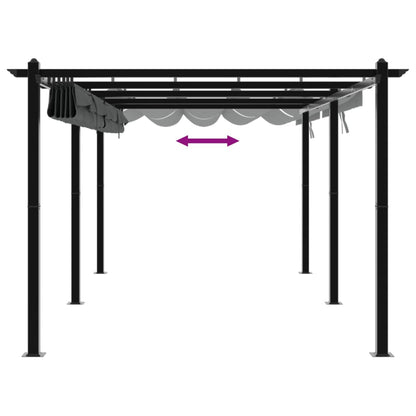 Prieel met uittrekbaar dak 3x6 m aluminium antracietkleurig