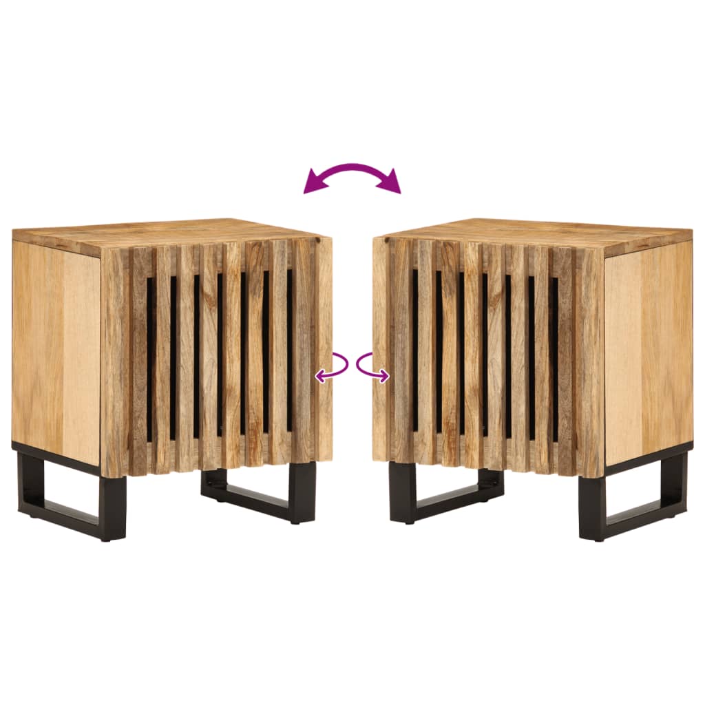 Nachtkastjes 2 st 40x33x46 cm massief ruw mangohout