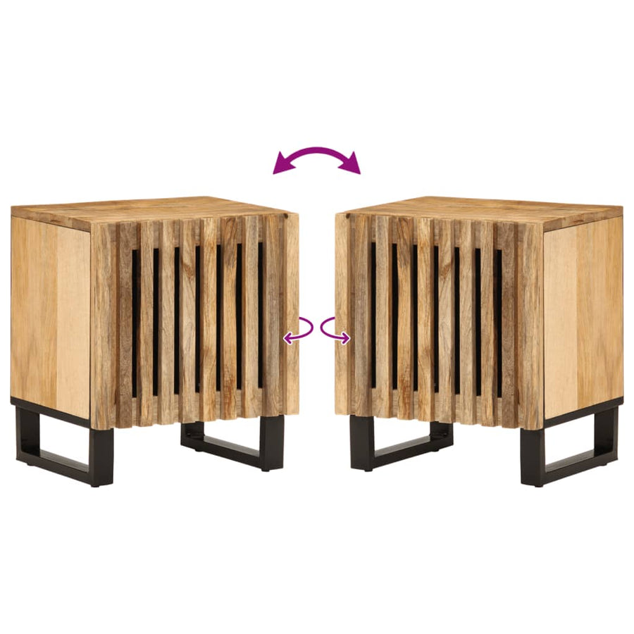 Nachtkastjes 2 st 40x33x46 cm massief ruw mangohout