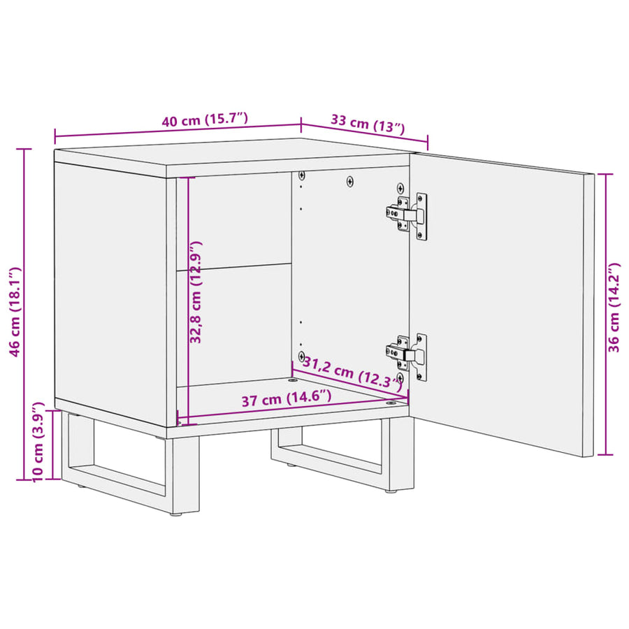 Nachtkastjes 2 st 40x33x46 cm massief acaciahout