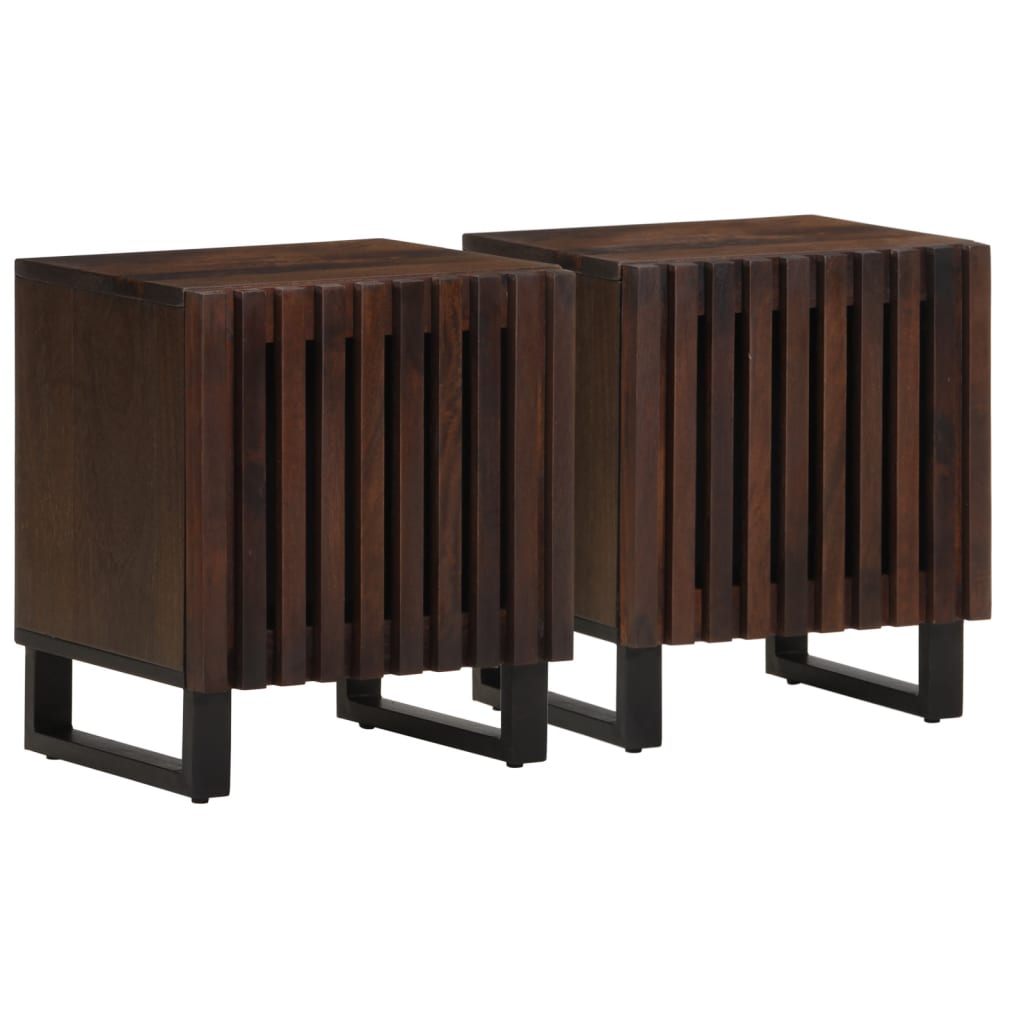 Nachtkastjes 2 st 40x33x46 cm massief mangohout