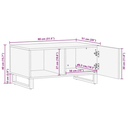 Salontafel 80x51x40 cm massief mangohout wit