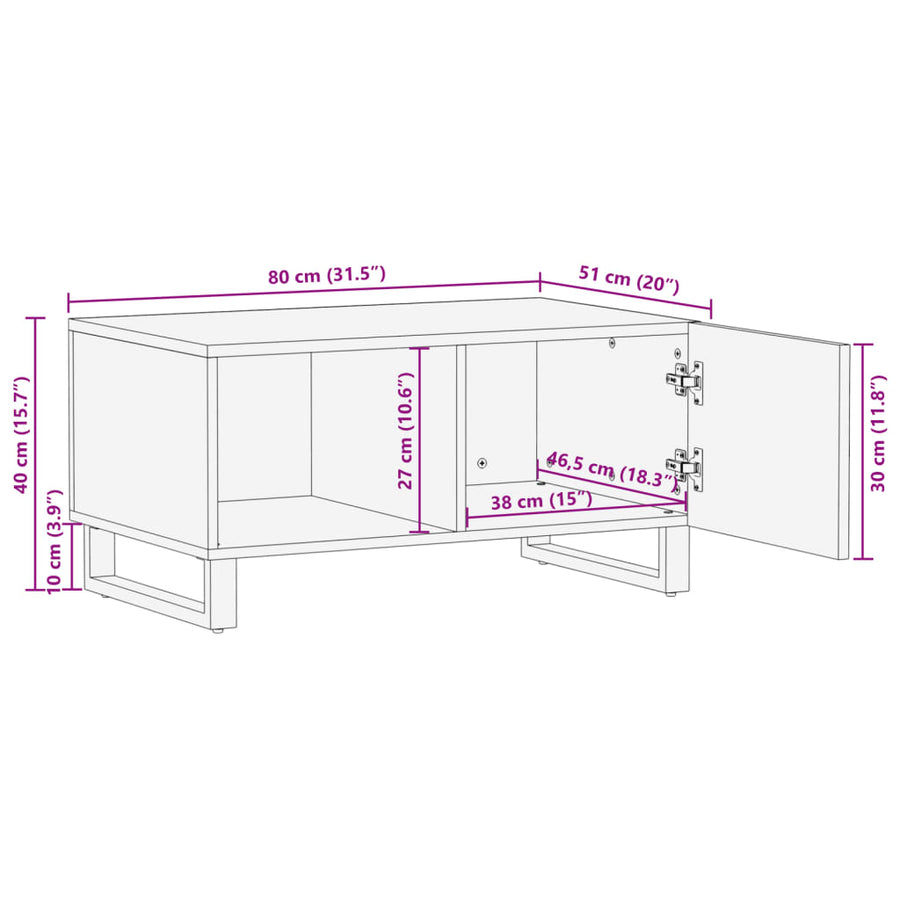 Salontafel 80x51x40 cm massief acaciahout