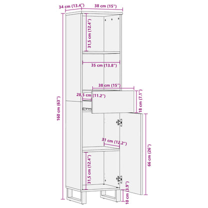Dressoir 38x34x160 cm massief ruw mangohout