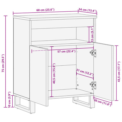 Dressoir 60x34x75 cm massief mangohout bruin
