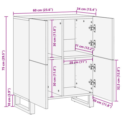Dressoir 60x34x75 cm massief mangohout