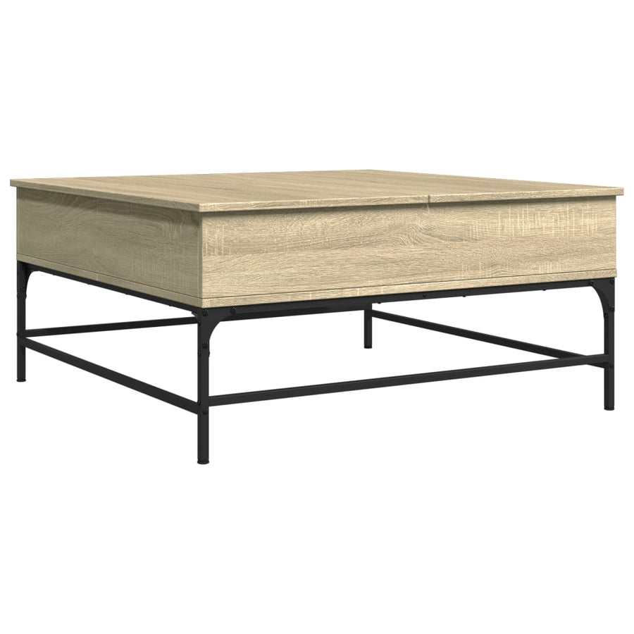 Salontafel 95X95X45 Cm Bewerkt Hout En Metaal Sonoma Eikenkleur Zwart En Crème