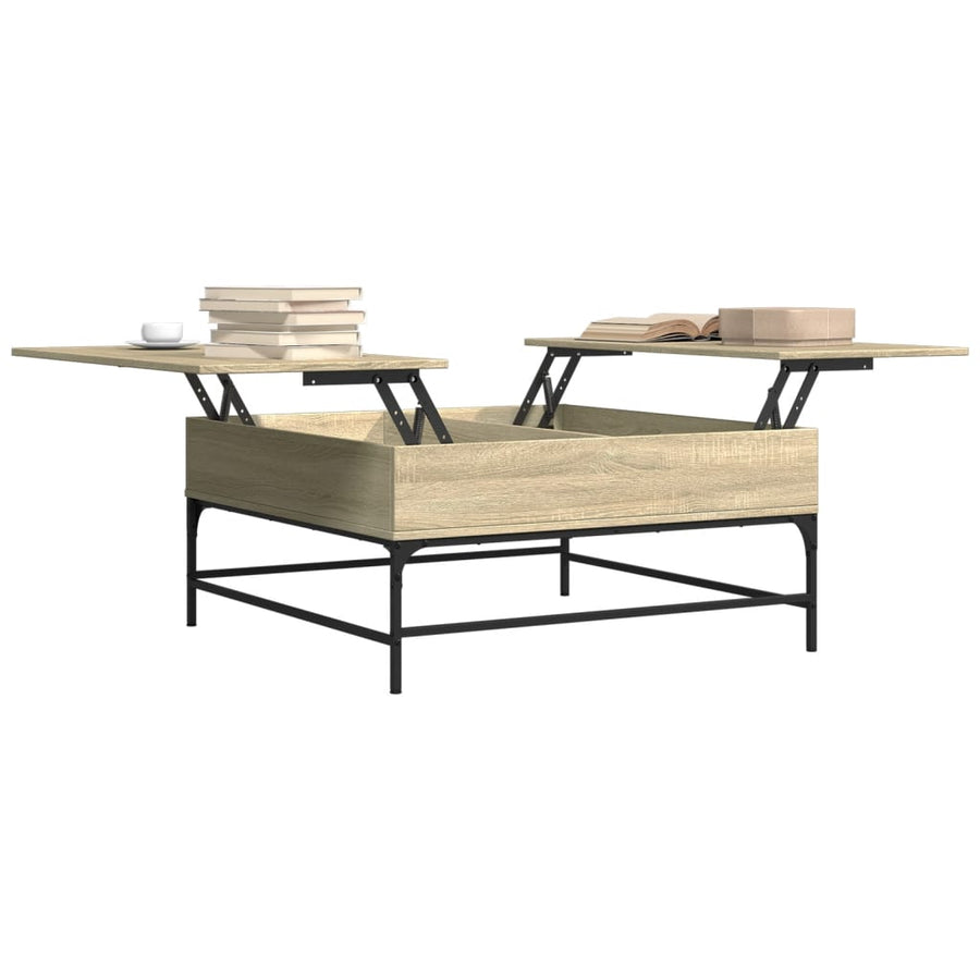 Salontafel 95X95X45 Cm Bewerkt Hout En Metaal Sonoma Eikenkleur Zwart En Crème
