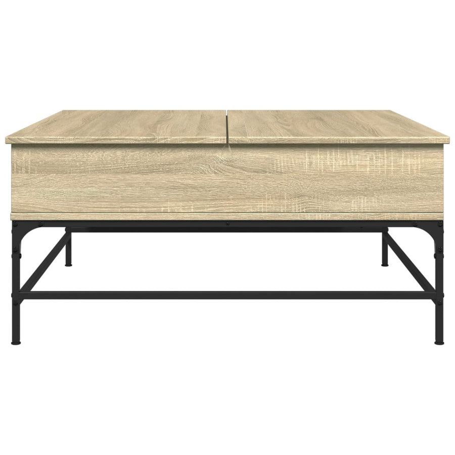 Salontafel 95X95X45 Cm Bewerkt Hout En Metaal Sonoma Eikenkleur Zwart En Crème