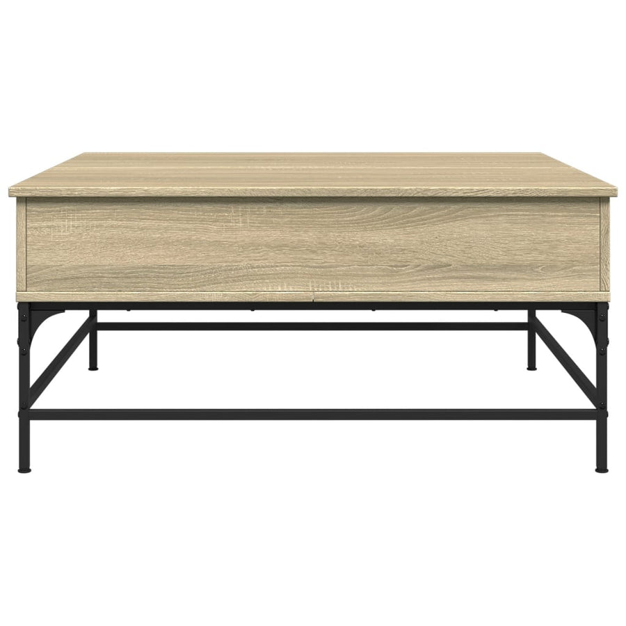 Salontafel 95X95X45 Cm Bewerkt Hout En Metaal Sonoma Eikenkleur Zwart En Crème