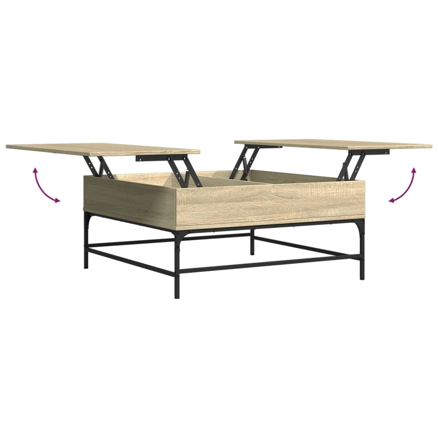 Salontafel 95X95X45 Cm Bewerkt Hout En Metaal Sonoma Eikenkleur Zwart En Crème