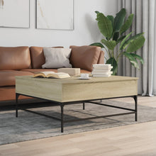 Salontafel 95X95X45 Cm Bewerkt Hout En Metaal Sonoma Eikenkleur Zwart En Crème