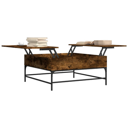 Salontafel 95x95x45 cm bewerkt hout en metaal gerookt eiken