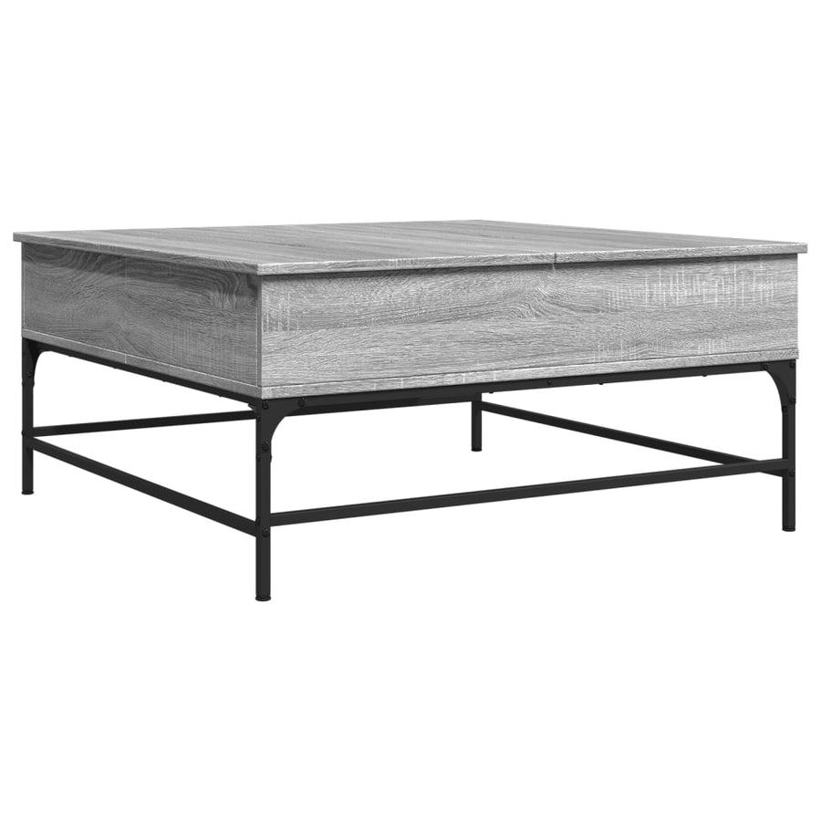 Salontafel 95X95X45 Cm Bewerkt Hout En Metaal Grijs Sonoma Zwart En Crème