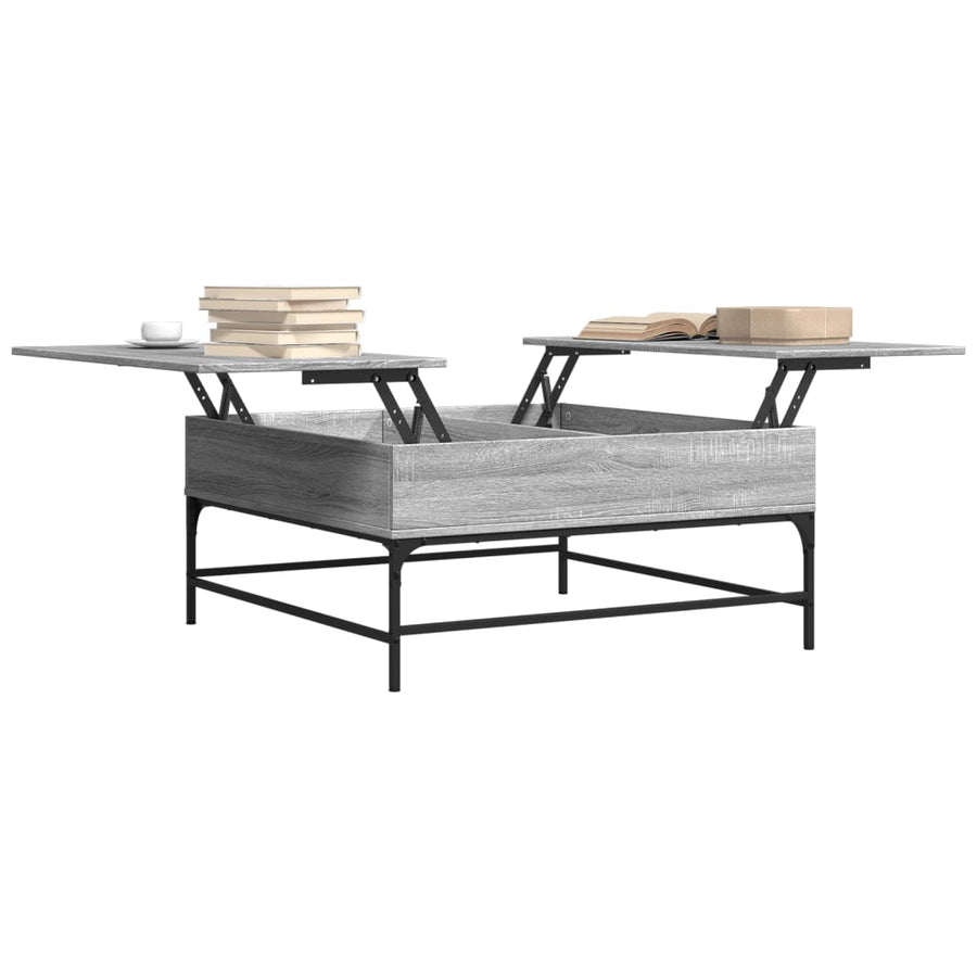 Salontafel 95X95X45 Cm Bewerkt Hout En Metaal Grijs Sonoma Zwart En Crème