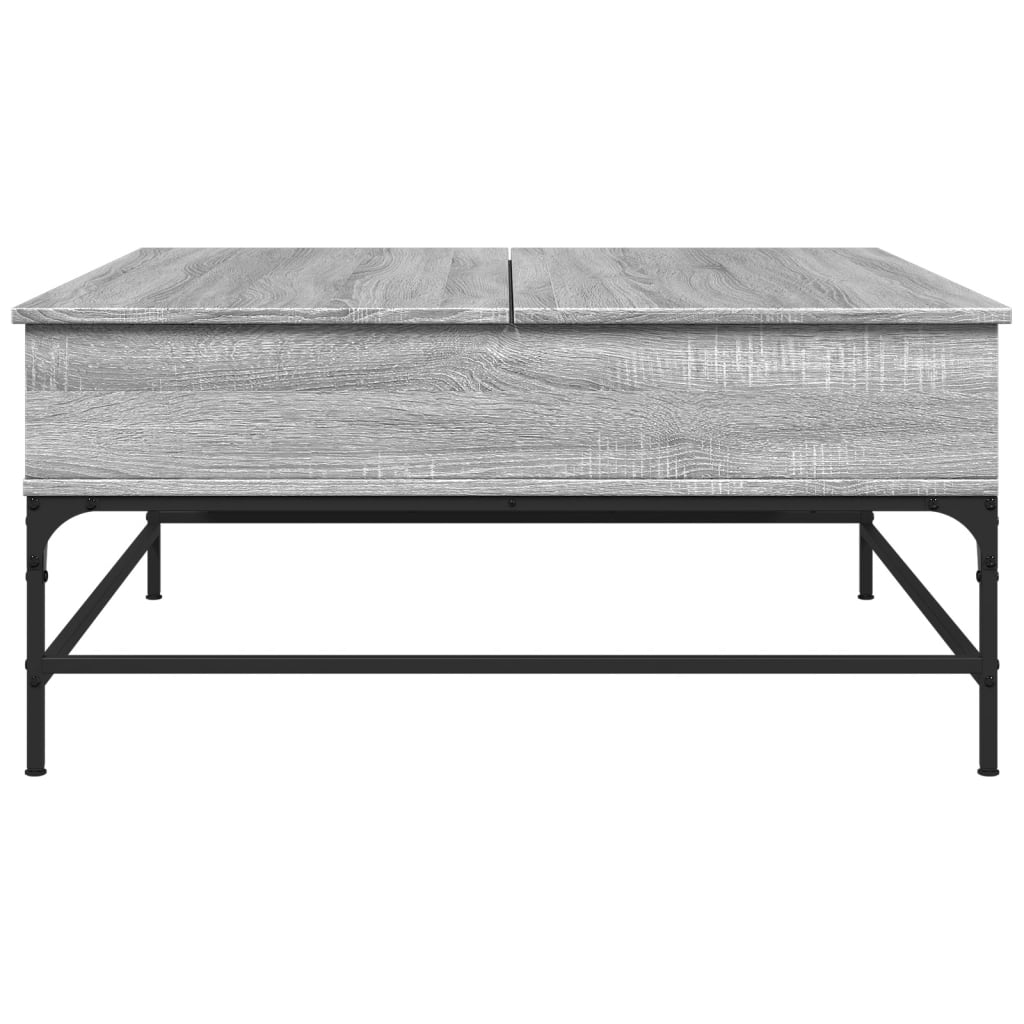 Salontafel 95X95X45 Cm Bewerkt Hout En Metaal Grijs Sonoma Zwart En Crème