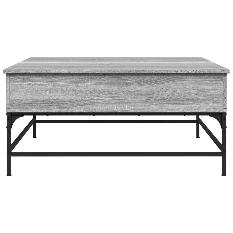 Salontafel 95X95X45 Cm Bewerkt Hout En Metaal Grijs Sonoma Zwart En Crème