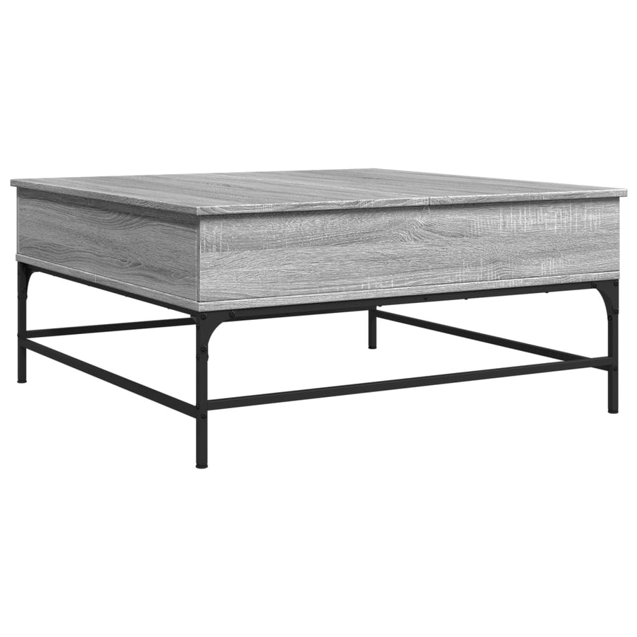 Salontafel 95X95X45 Cm Bewerkt Hout En Metaal Grijs Sonoma Zwart En Crème