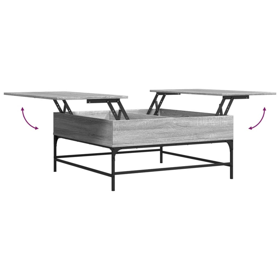 Salontafel 95X95X45 Cm Bewerkt Hout En Metaal Grijs Sonoma Zwart En Crème