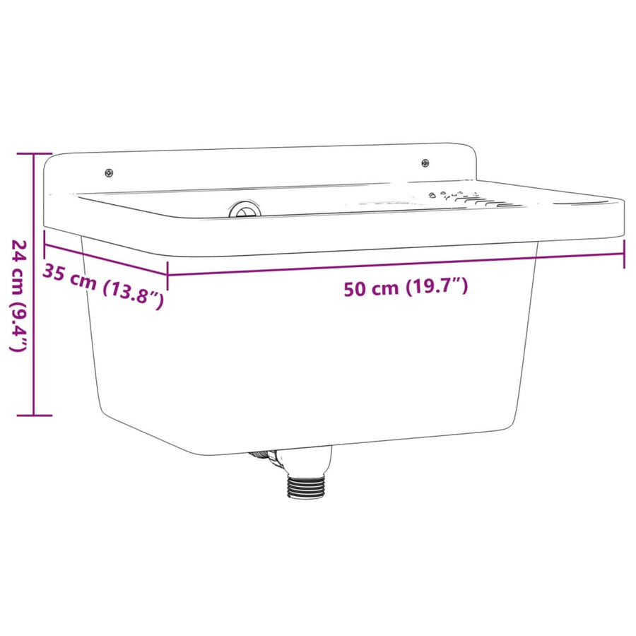 Wasbak wandgemonteerd 50x35x24 cm hars wit
