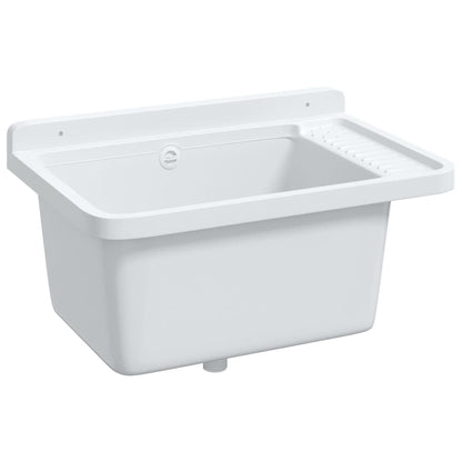 Gootsteen wandgemonteerd 60x40x28 cm hars wit