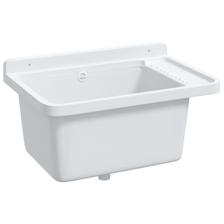 Gootsteen wandgemonteerd 60x40x28 cm hars wit