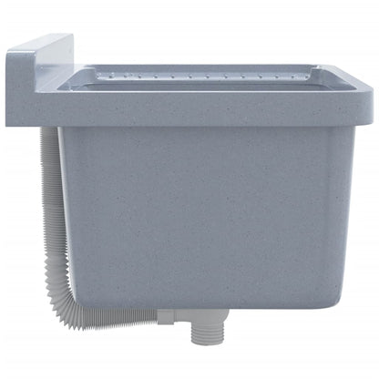 Wasbak wandgemonteerd 50x35x24 cm hars grijs