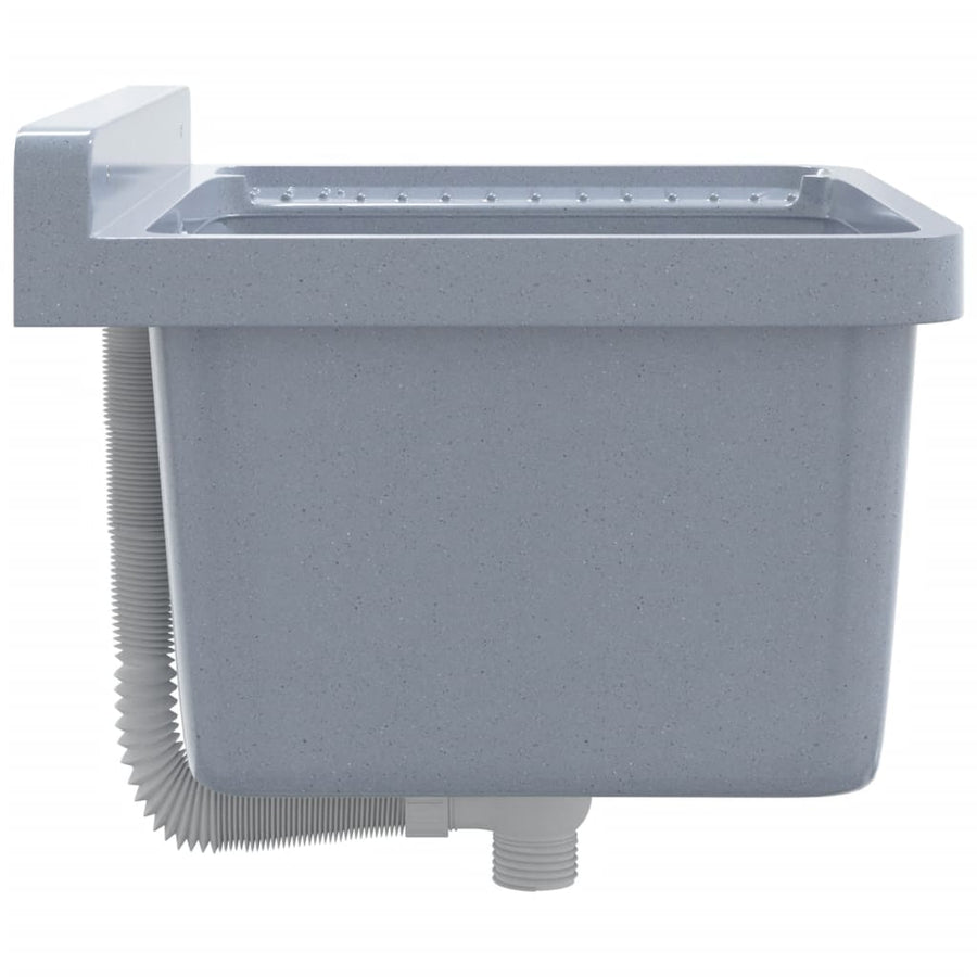 Wasbak wandgemonteerd 50x35x24 cm hars grijs