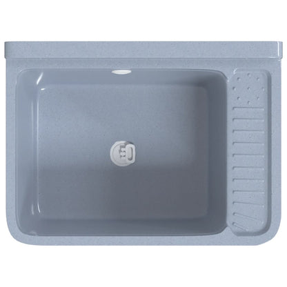 Wasbak wandgemonteerd 50x35x24 cm hars grijs