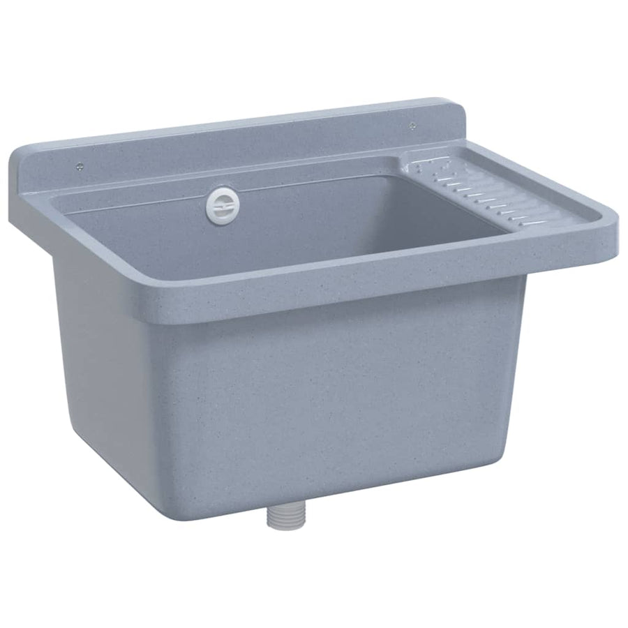 Wasbak wandgemonteerd 50x35x24 cm hars grijs