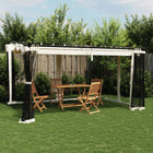 Gazebo with mesh side panels 4x3 m steel cream-coloured