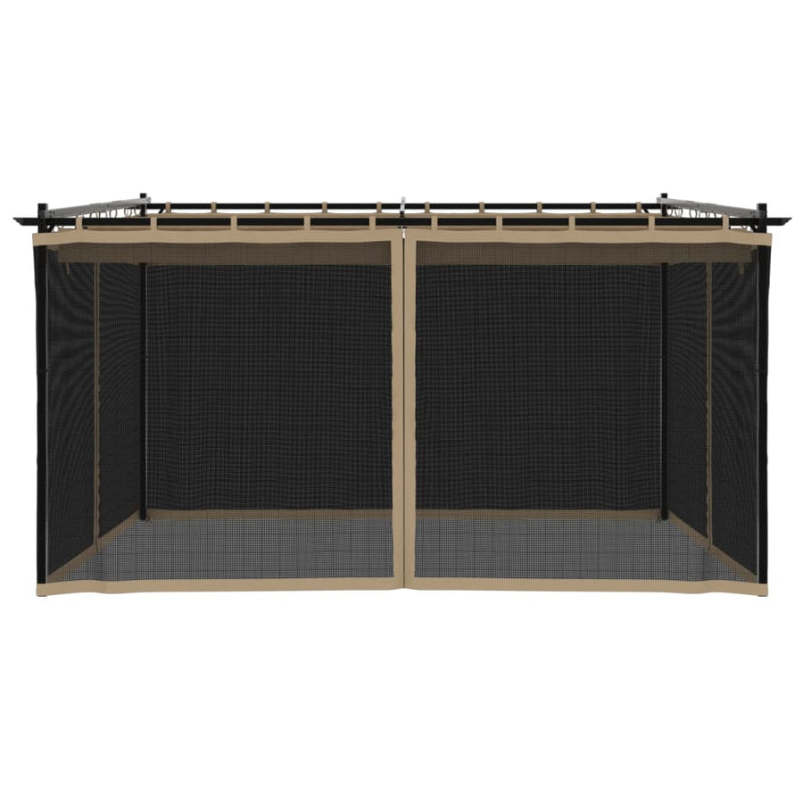 Prieel met zijwanden van gaas 4x3 m staal taupe