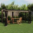 Pergola with mesh side panels 4x3 m steel taupe