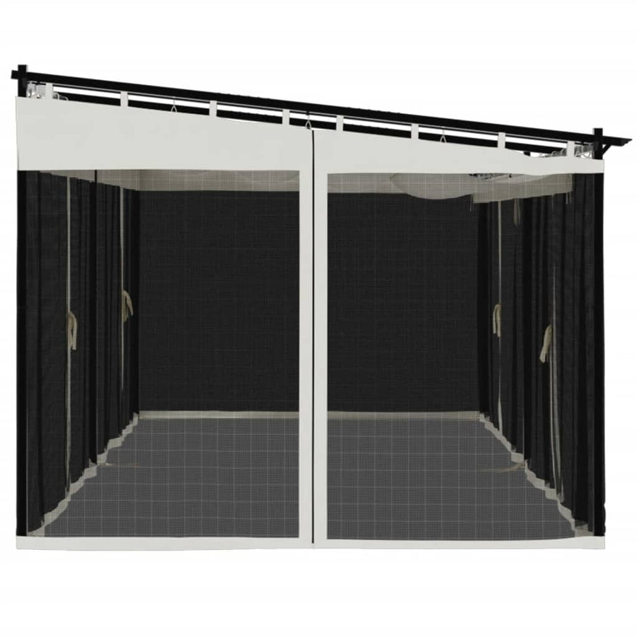 Prieel met zijwanden van gaas 6x3 m staal crèmekleurig