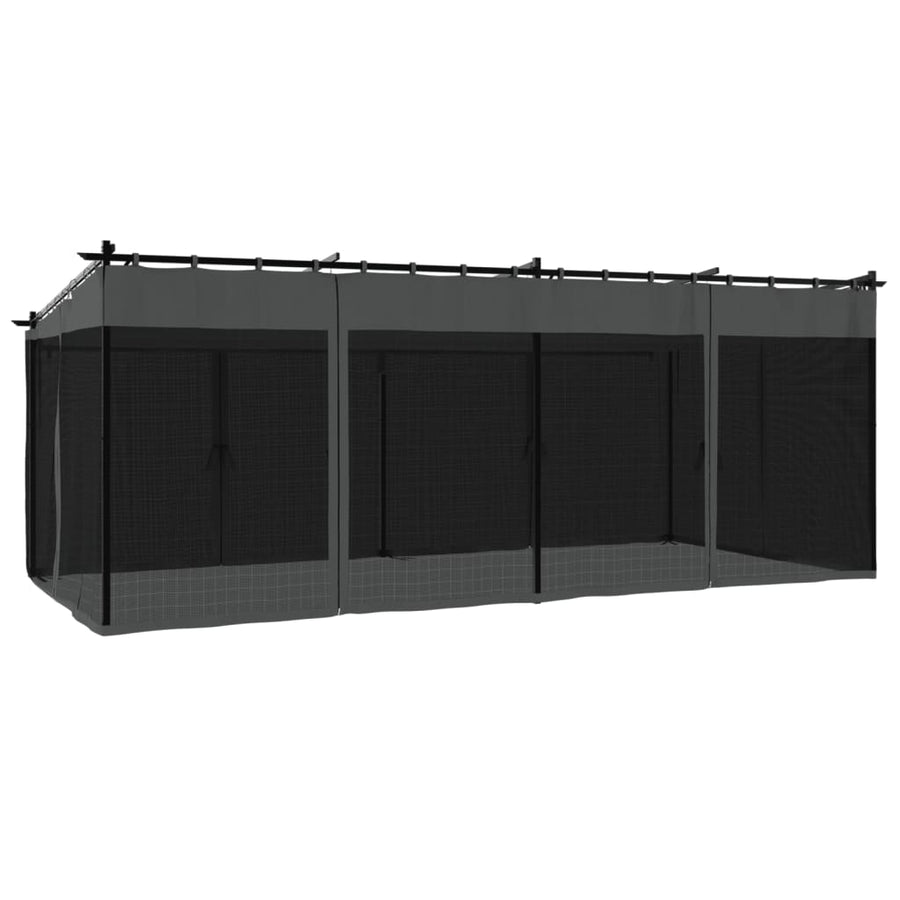 Prieel met zijwanden van gaas 6x3 m staal antracietkleurig
