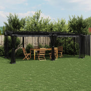 Prieel 6x3 m staal antraciet met gaaswanden