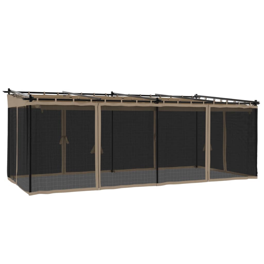 Prieel met zijwanden van gaas 6x3 m staal taupe