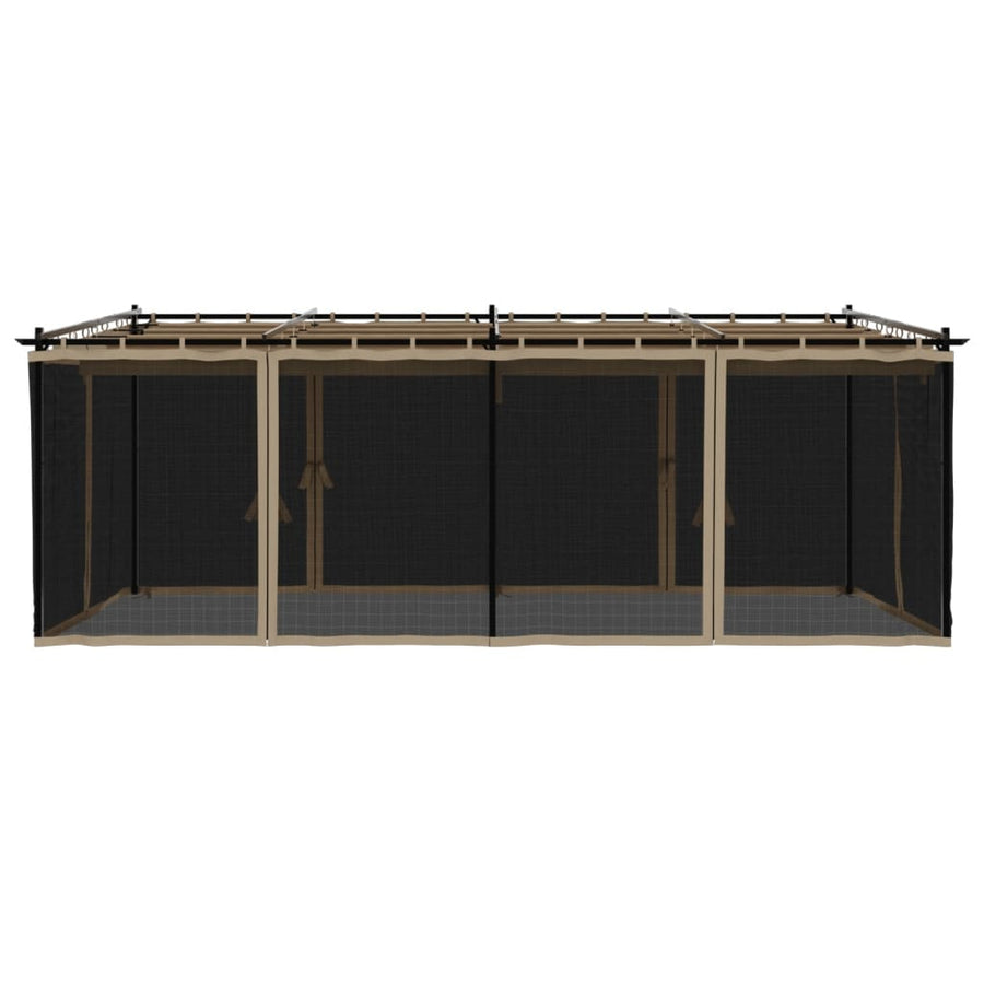 Prieel met zijwanden van gaas 6x3 m staal taupe
