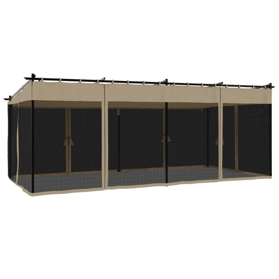 Prieel met zijwanden van gaas 6x3 m staal taupe