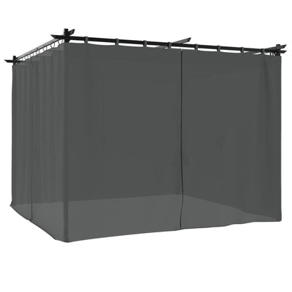 Prieel Met Gordijnen Staal Kleurig 3 x 3 m