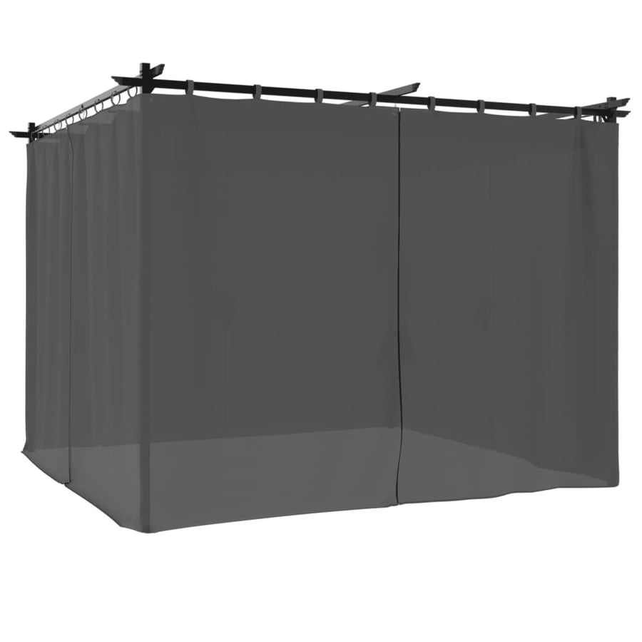 Prieel Met Gordijnen Staal Kleurig 3 x 3 m