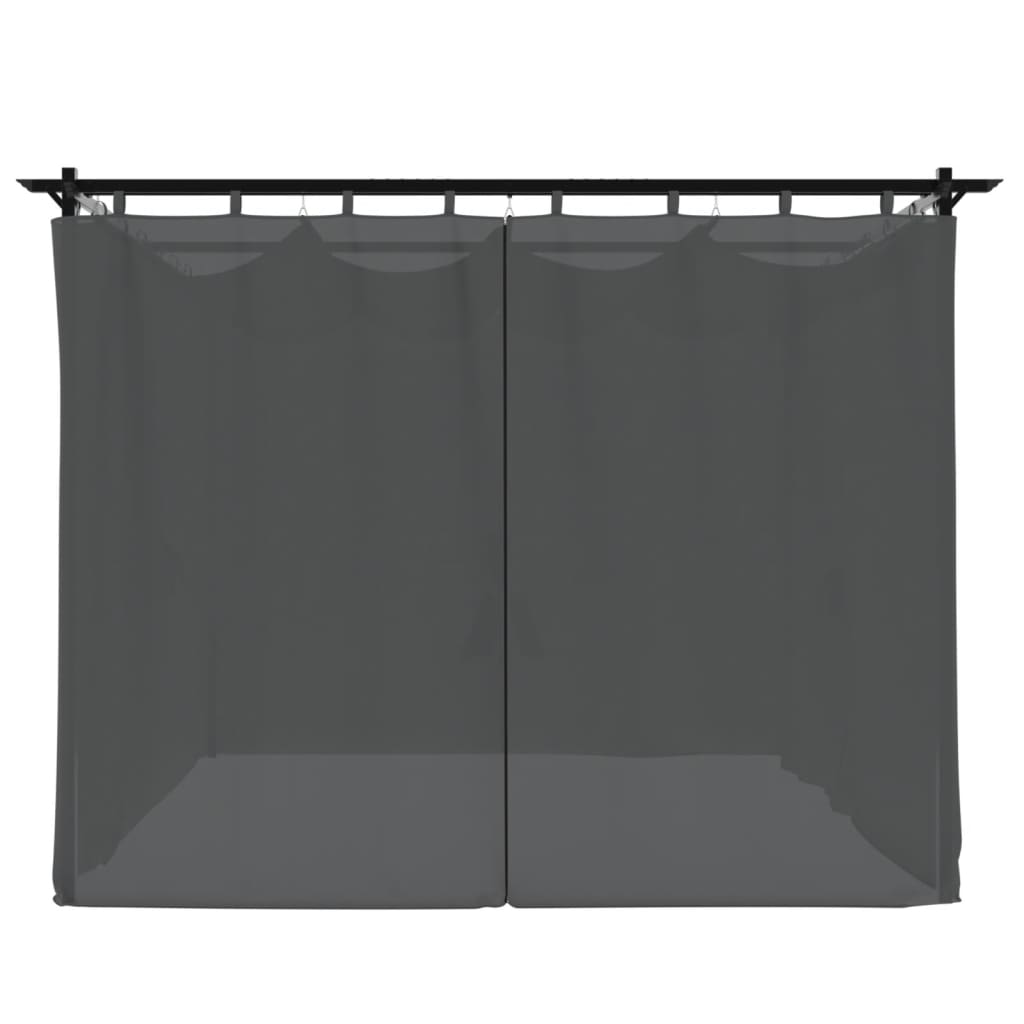 Prieel Met Gordijnen Staal Kleurig 3 x 3 m